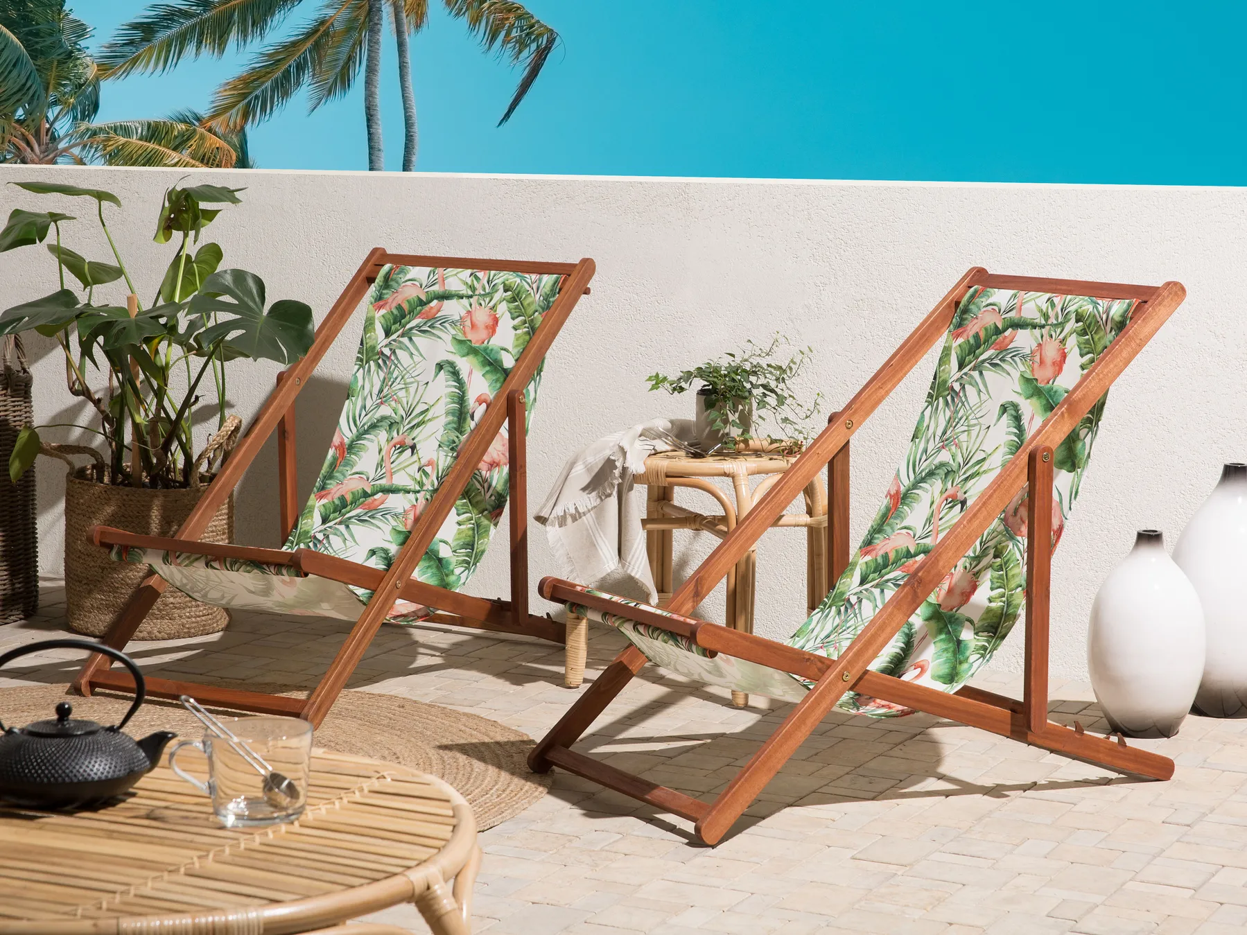 Ersatzstoff für Sonnenliege 2er Set ANZIO/AVELLINO 113 x 44 cm Bunt_800377