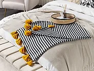 Kuscheldecke SUNWAL Stoff 130 x 170 cm Schwarz / Weiß_1178368
