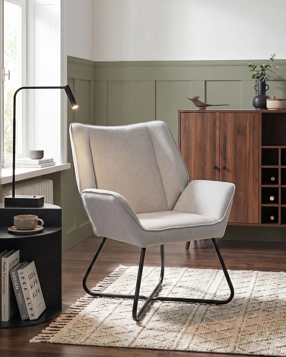 Sessel GRESSELA Samtstoff Hellgrau