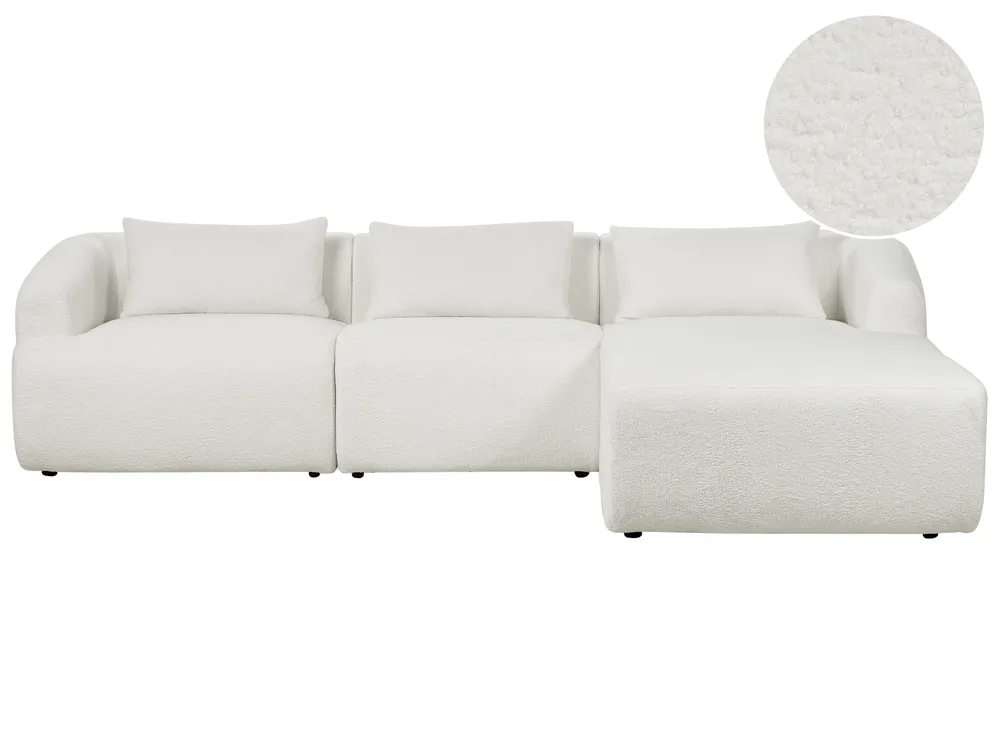 Ecksofa 3-Sitzer SVANSELE Bouclé Cremeweiß linksseitig