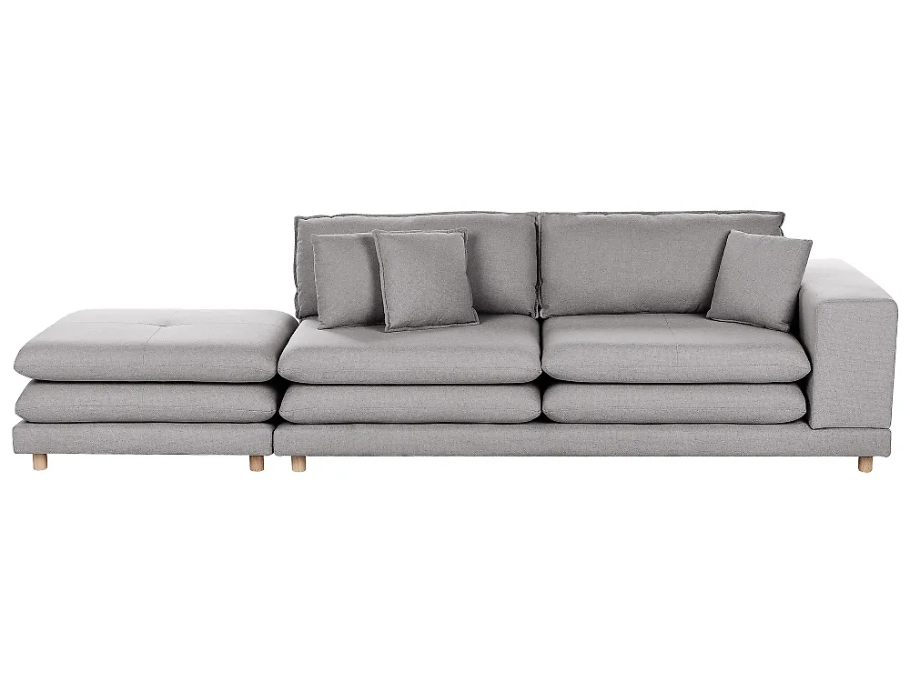 Sofa 2-Sitzer HEDEN mit Ottomane Stoff Grau