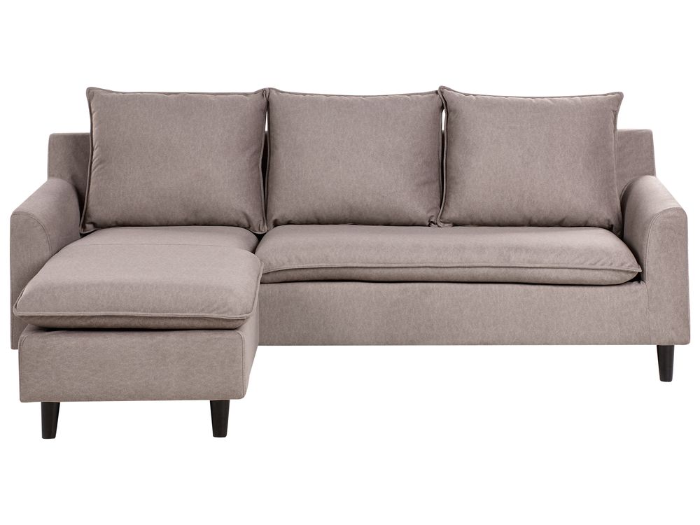Corner Sofa 3 Seater ELVENES Velvet Taupe Right Hand