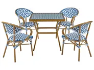 Gartenmöbel Set 4-Sitzer CASPRI Polyrattan Blau / Weiß_1090691