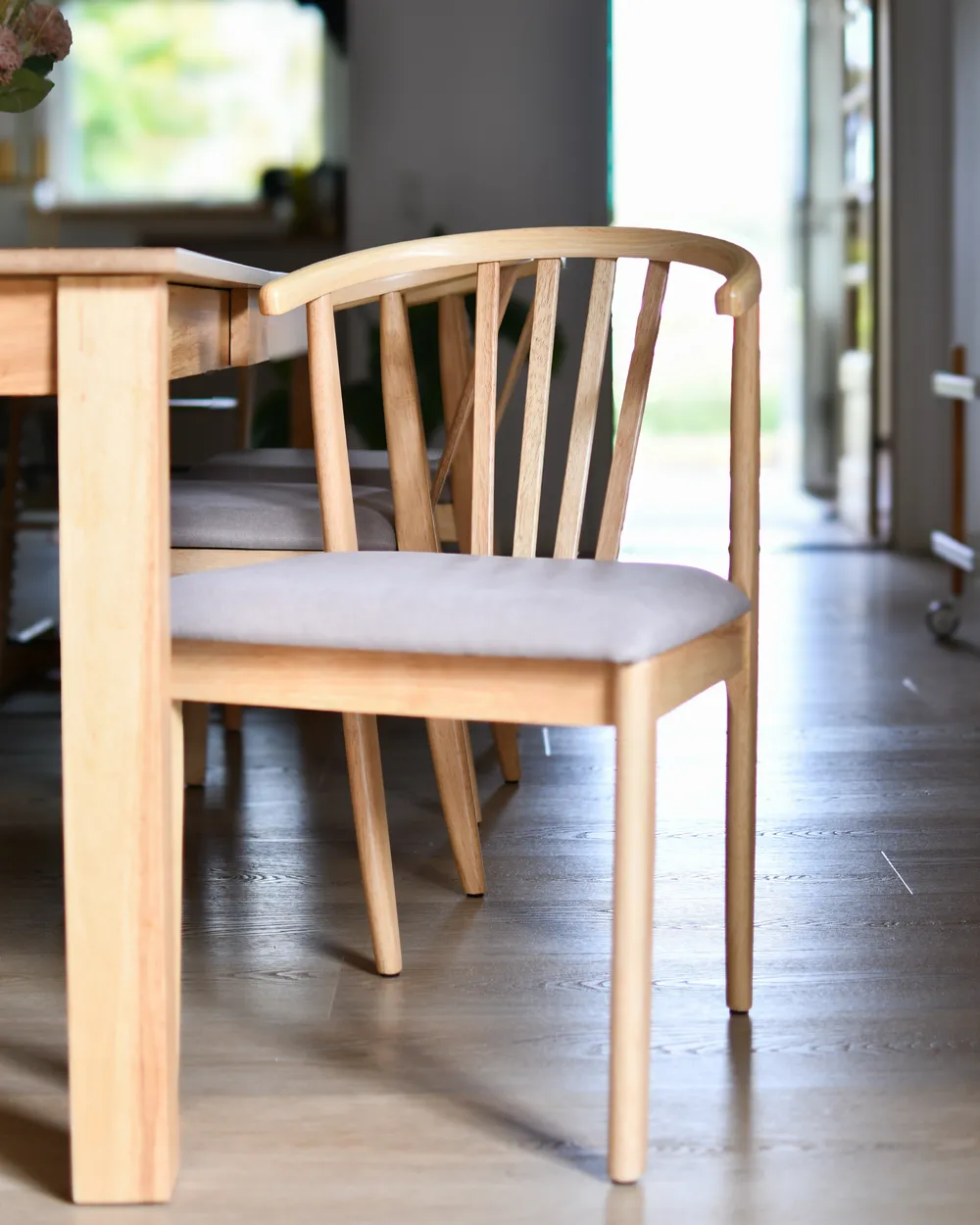 Set of 2 Dining Chairs CRAIG Wood Light Brown/ Taupe_1034863