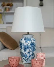 Tischlampe BELUSO Porzellan Weiß / Blau_975504