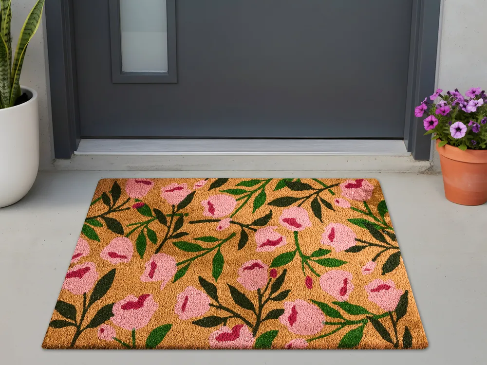 Fußmatte MANGUAO Naturfarben 60 x 90 cm Blume Kokosfasern