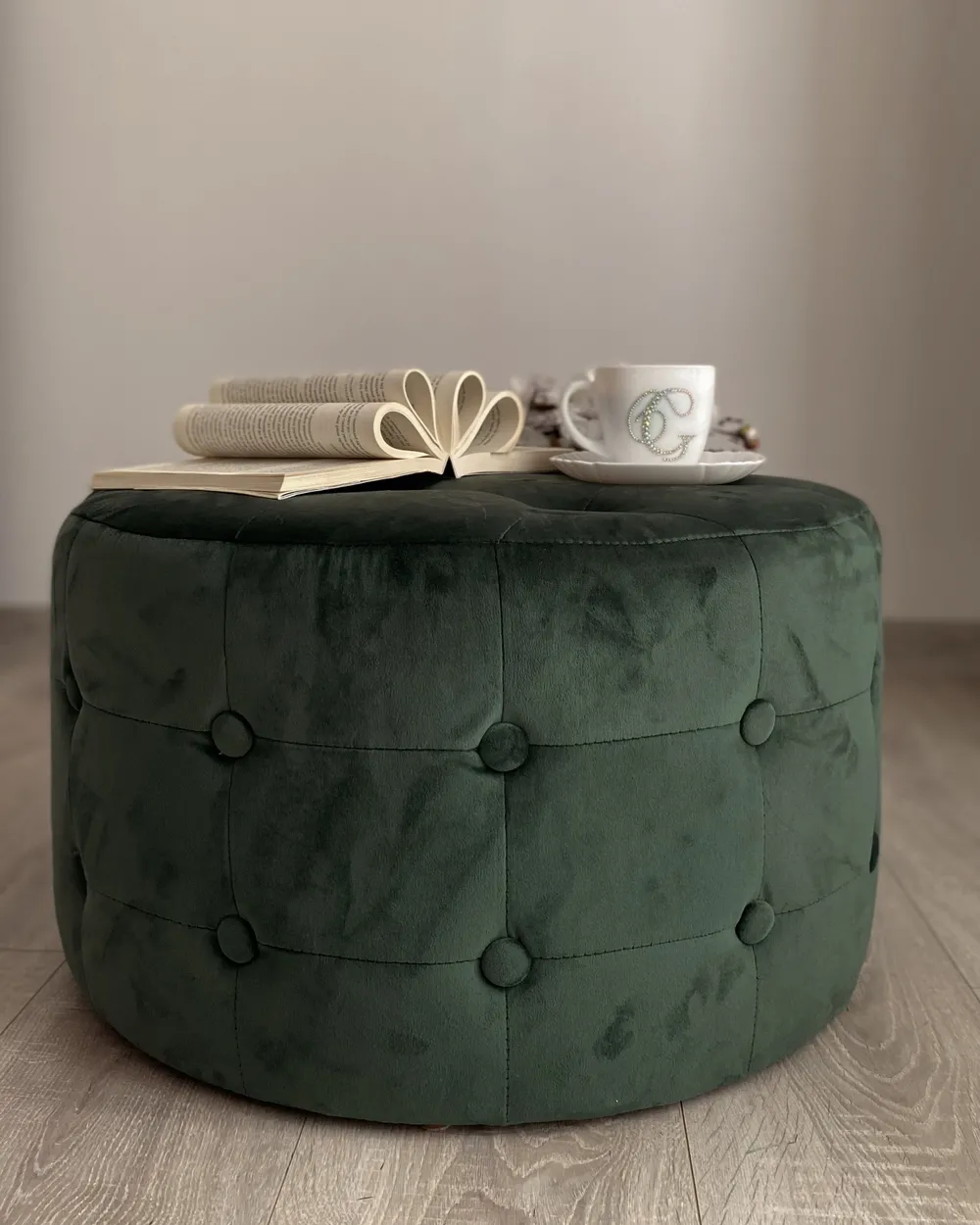Pouf TAMPA Samtstoff Dunkelgrün_982367