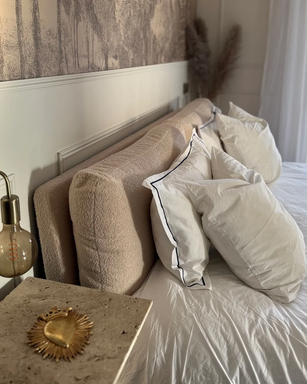 Bett mit Lattenrost Bouclé MELLE 180 x 200 cm Beige_973060
