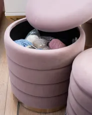 Set of 2 Storage Pouffes GARLAND Velvet Pink_1055314