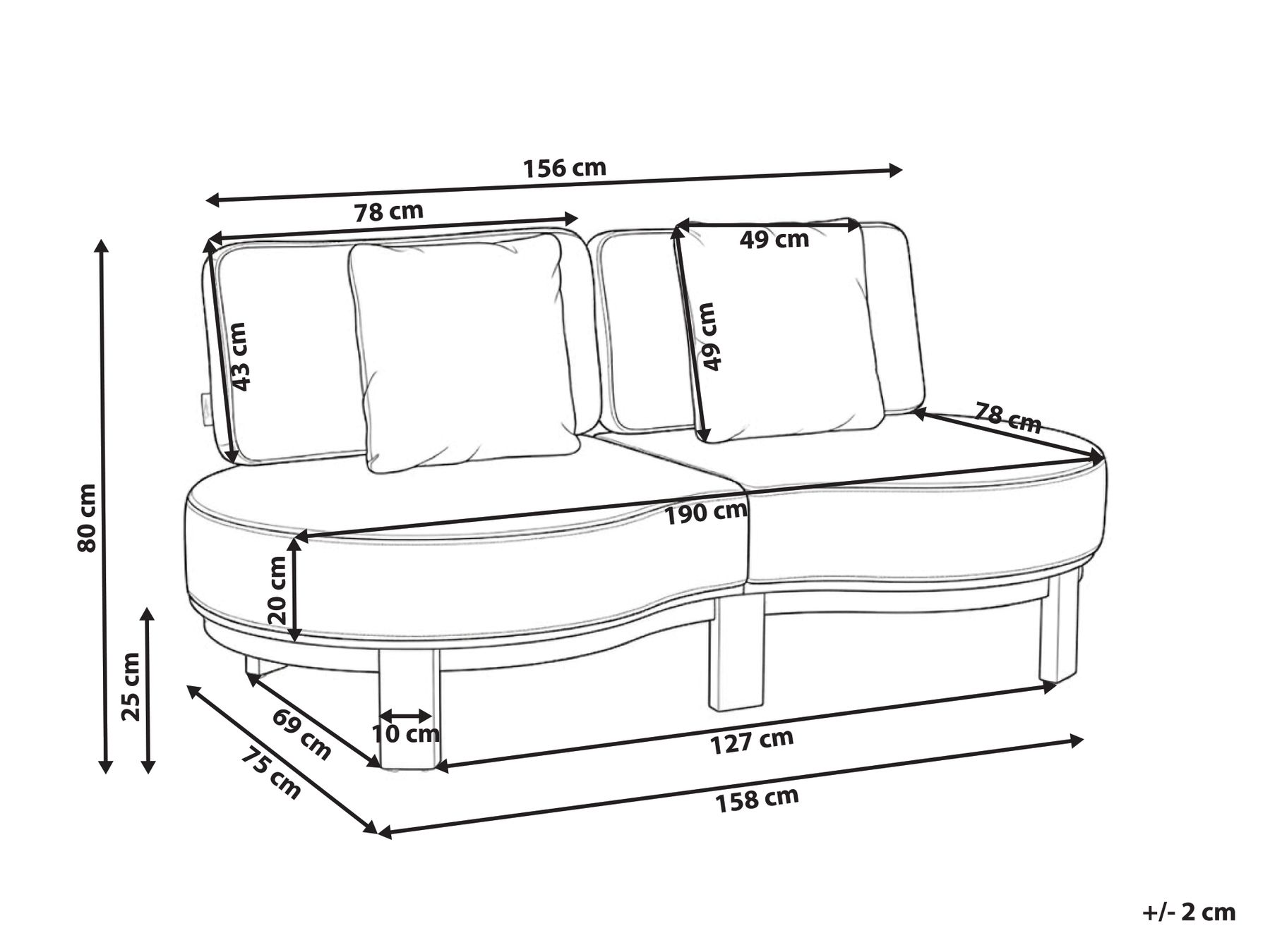 Garden Sofa 2 Seater ARZELLO Acacia Wood Light Brown_1160459