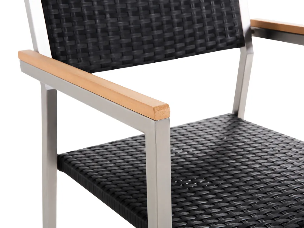 Gartenmöbel Set 4-Sitzer MALETTO/GROSSETO Polyrattan Marmor Optik Grau / Schwarz_938119