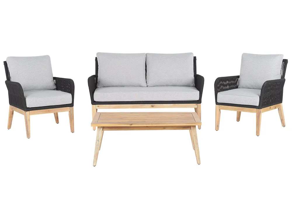 Lounge Set mit Tisch 4-Sitzer MERANO Akazienholz Grau