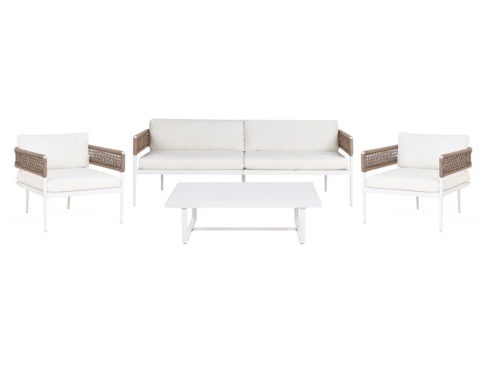 Garden Lounge Set with Table 5 Seater SERLA Metal White