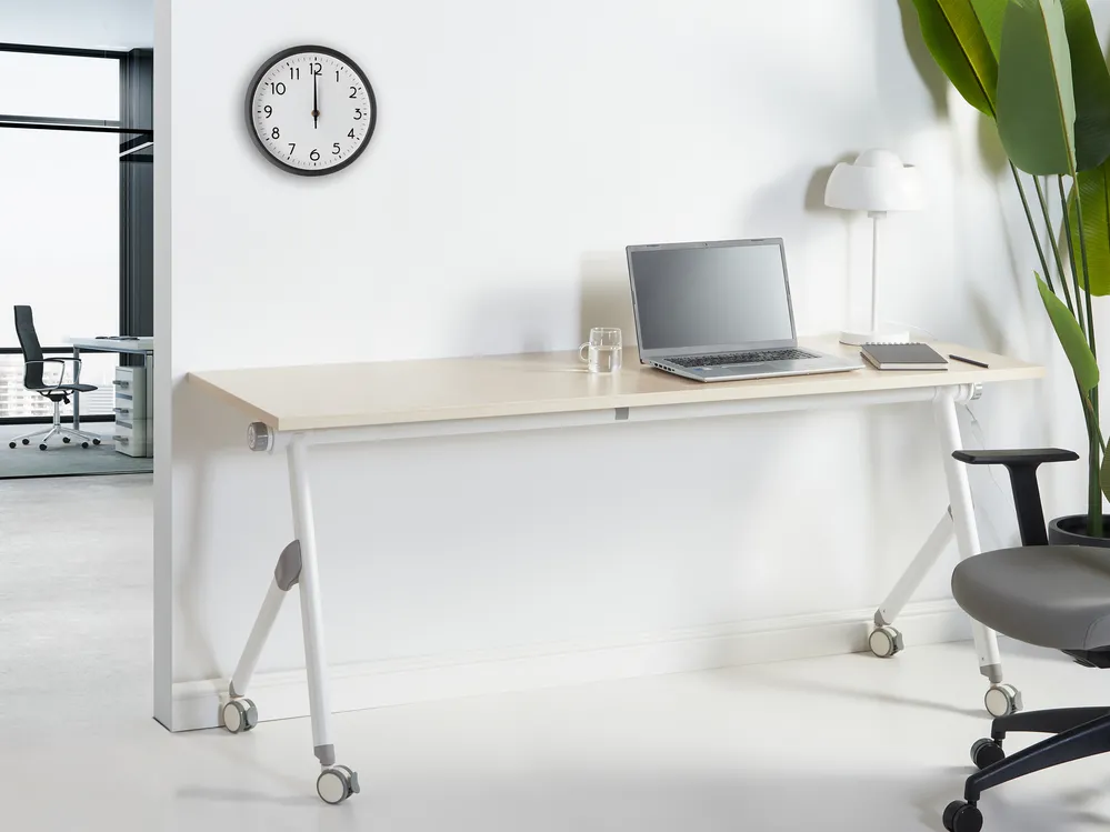 Zusammenklappbarer Schreibtisch BENDI 180 cm 60 cm mit Rädern Hellbraun