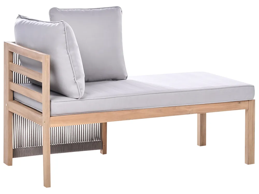Garten Ecksofa mit Tisch 3-Sitzer ARABBA zertifiziertes Akazienholz Grau linksseitig_1049515
