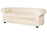 Sofa 3 Seater CHESTERFIELD Leather Light Beige_539824