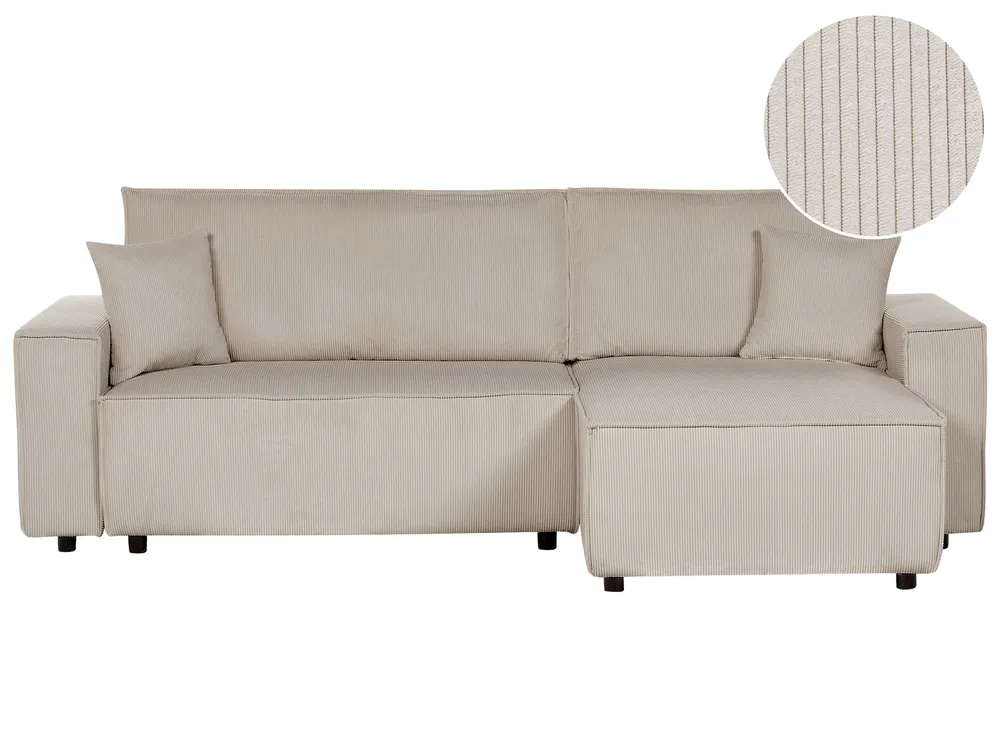 Eckschlafsofa 3-Sitzer ABACKA Cord Beige linksseitig