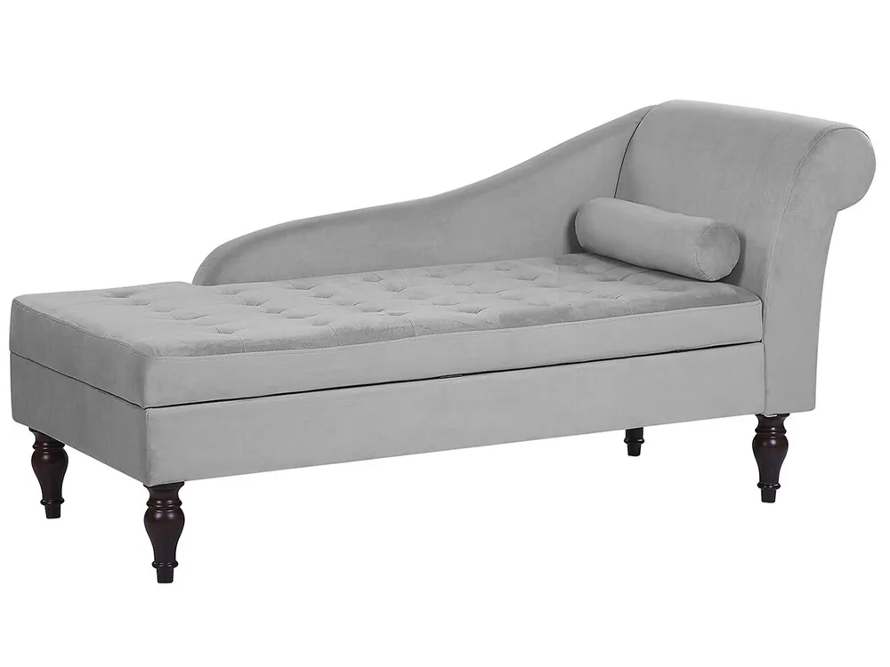 Rechtsseitige Chaiselongue PESSAC mit Stauraum Samtstoff Hellgrau_763407