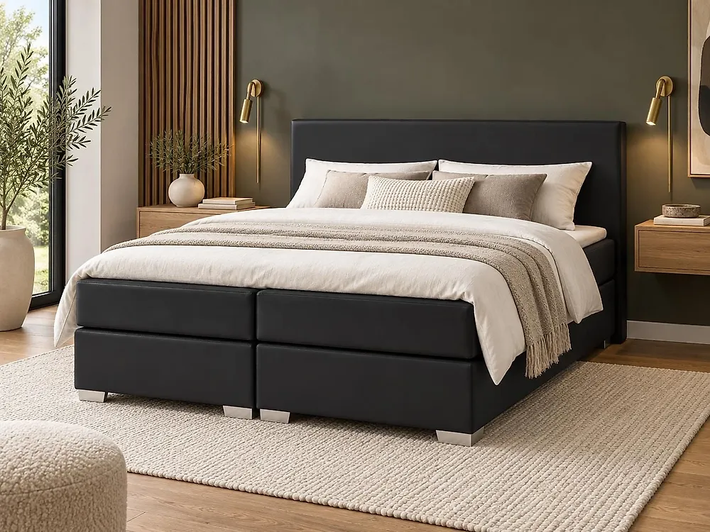 Boxspringbett Kunstleder PRESIDENT 160 x 200 cm Schwarz_1177630