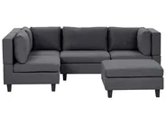 Modul Ecksofa 4-Sitzer UNSTAD mit Ottomane Stoff Dunkelgrau rechtsseitig_924619
