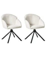 Set of 2 Dining Chairs Swivel MAYBEE Fabric Off-White_993033