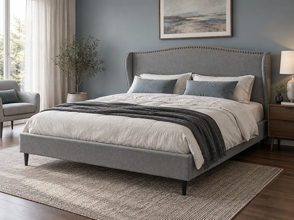 Bett mit Lattenrost Stoff COLMAR 180 x 200 cm Grau_1175861