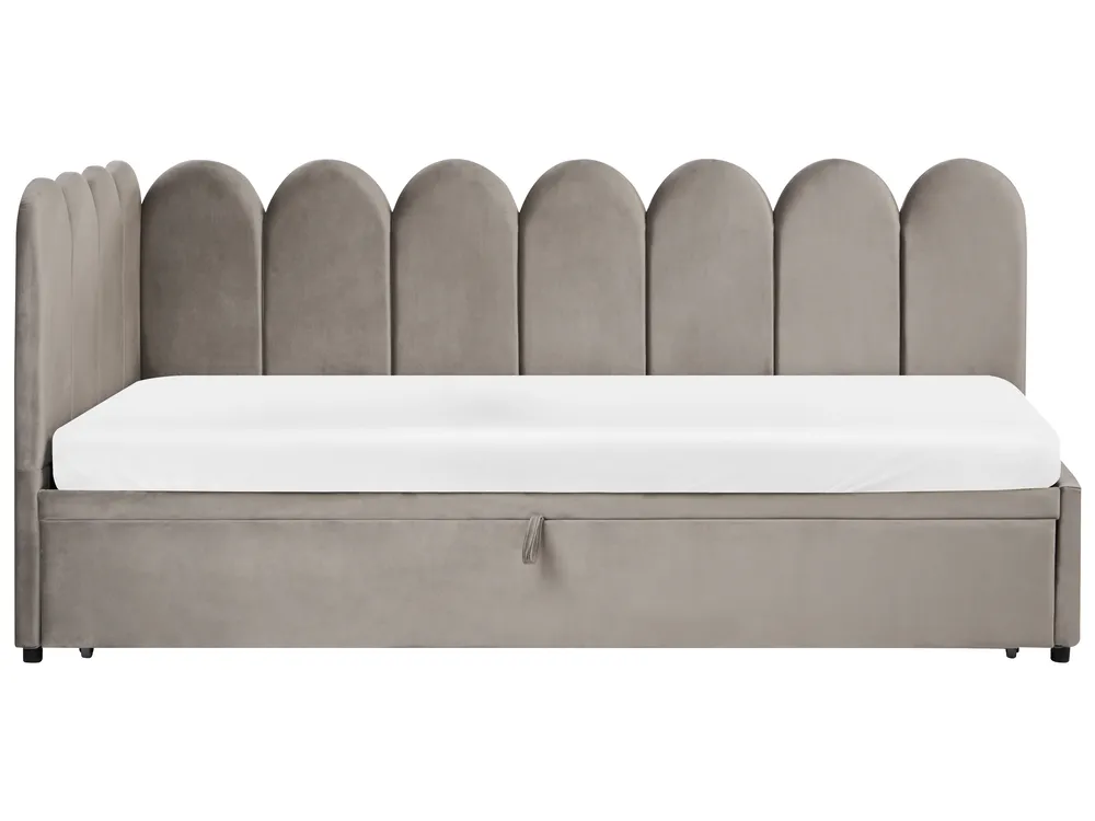 Ausziehbett Samtstoff TERROU 90 x 200 cm Taupe_1081407