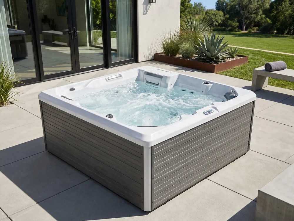 Outdoor Whirlwanne mit LED OZOGOCHE Grau