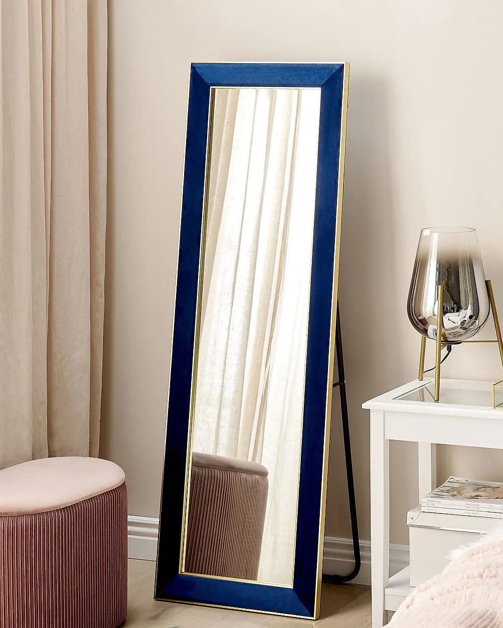 Standing Mirror LAUTREC 150 cm Velvet Navy Blue_1178524
