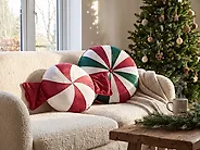Dekokissen 2er Set TWIRL TREATS 55 x 55 cm 40 x 40 cm Samtstoff Bunt Weihnachtsmotiv_1187143