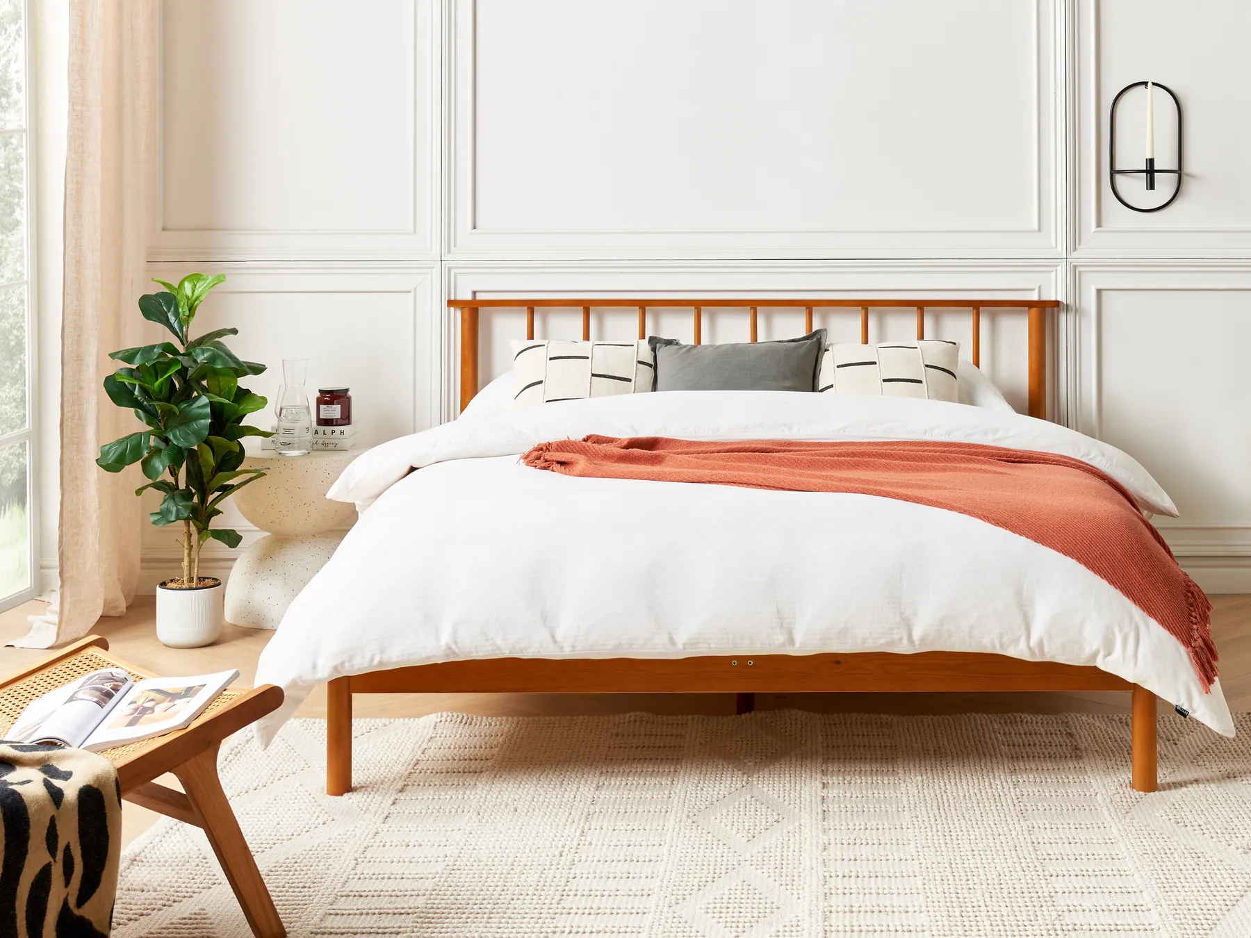 Bed Pine Wood BARRET 160 x 200 cm (EU King Size) Brown_875148