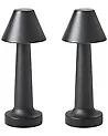 Kabellose LED Tischlampe 2er Set JOANES mit Dimmer Metall Schwarz