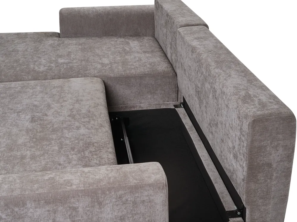 Eckschlafsofa 3-Sitzer NUBORG Chenillegewebe Taupe rechtsseitig_1017456