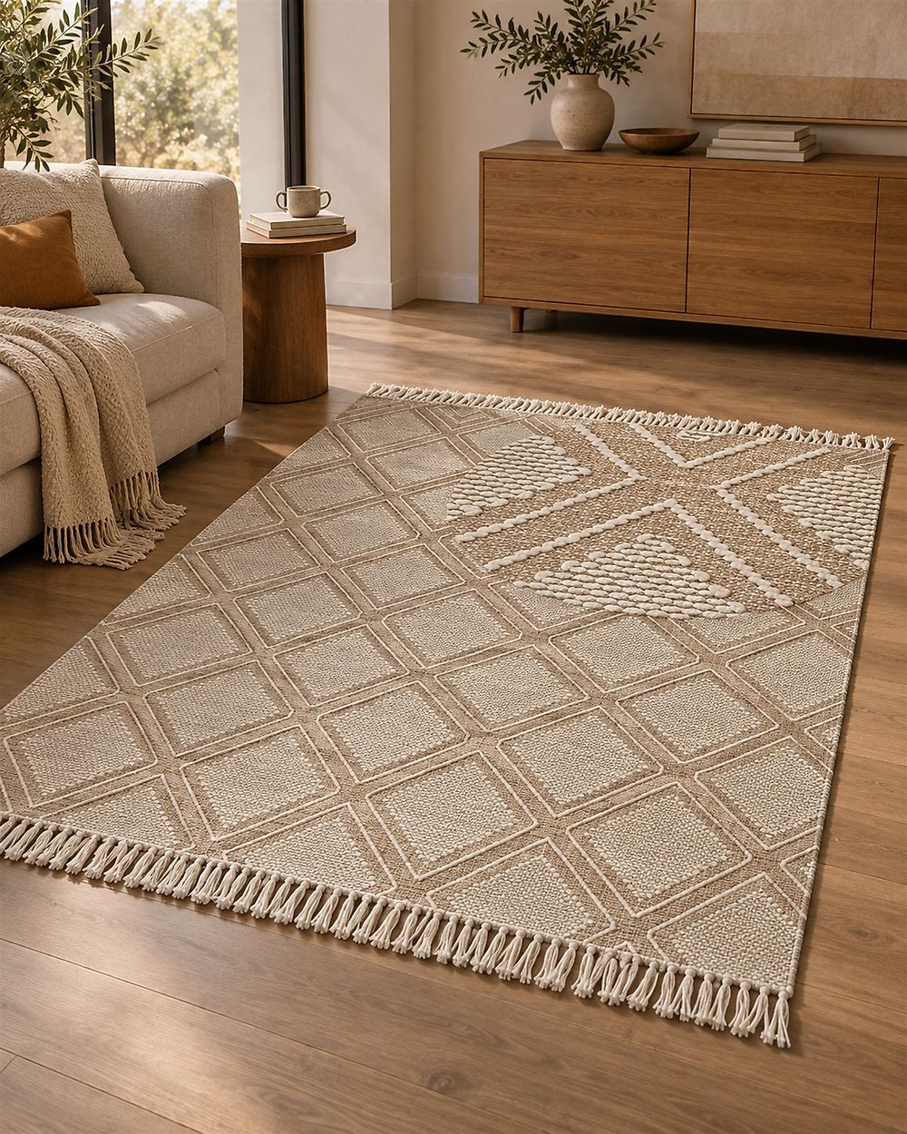 Rug KACEM Beige 160 x 230 cm Cotton