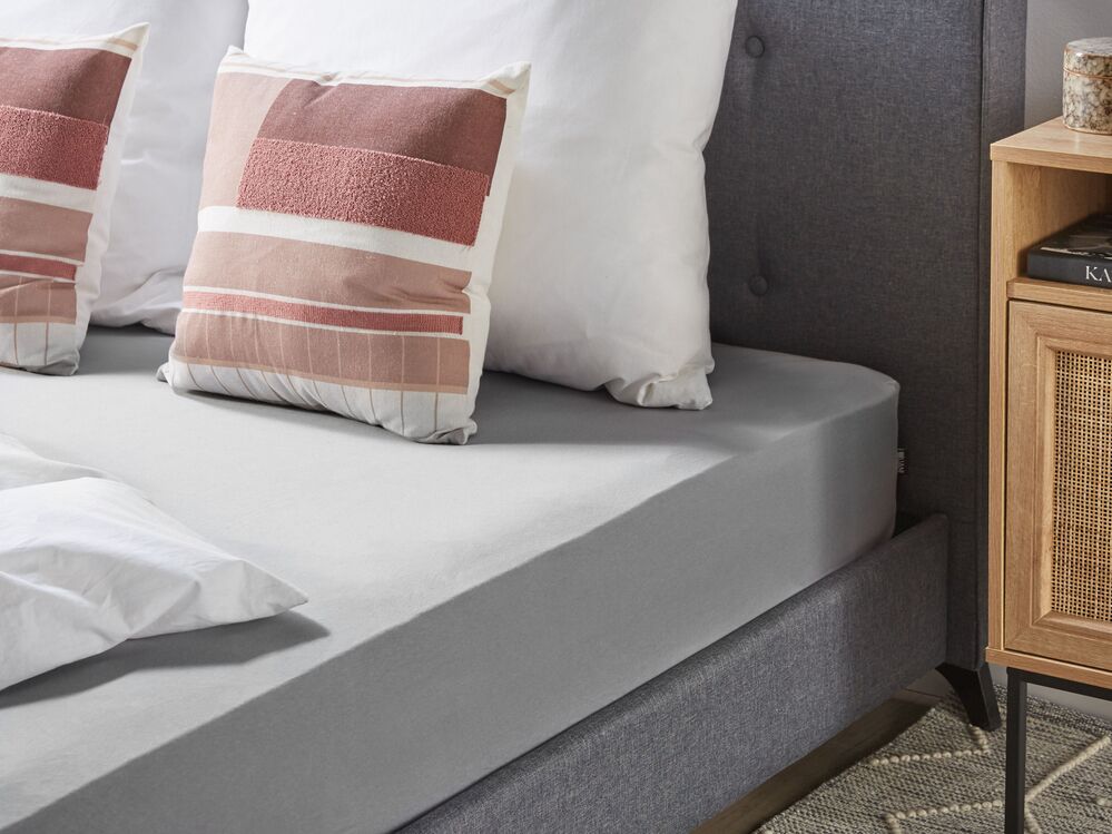 Fitted Sheet HOFUF 140 x 200 cm Cotton Light Grey