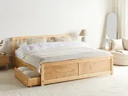 Bed with 2 Drawers OLENDON Pine Wood Light Brown 160 x 200 cm (EU King Size)_954872