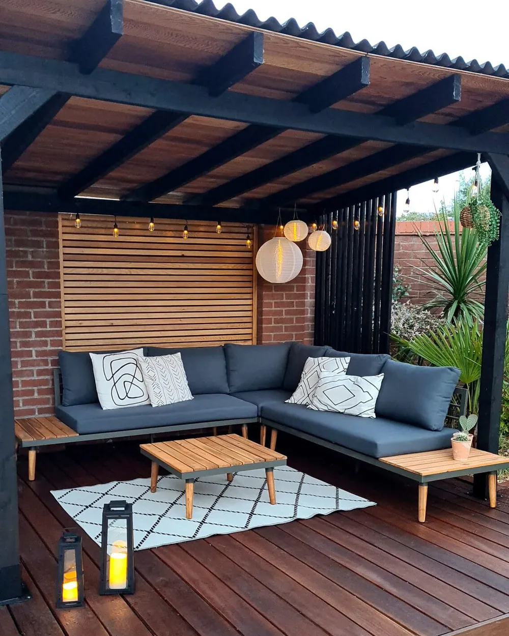Garten Ecksofa mit Tisch 5-Sitzer CORATO Akazienholz Grau_826414