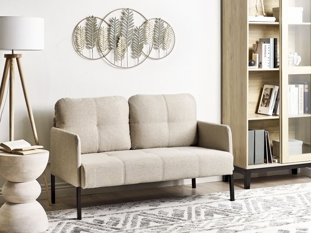 Bank 2-zits LAHTI Stof Lichtbeige
