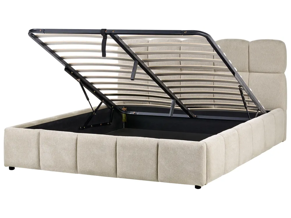 Bett mit Stauraum NOYON Stoff Taupe 160 x 200 cm_1056080