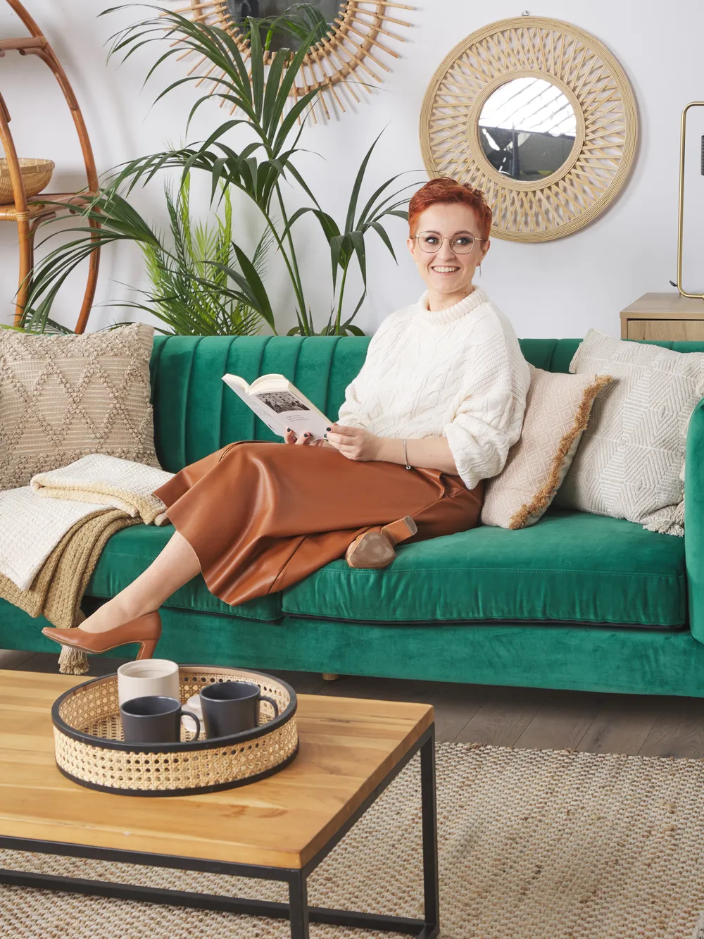 Sofa 3-Sitzer ARVIKA Samtstoff Grün_832073