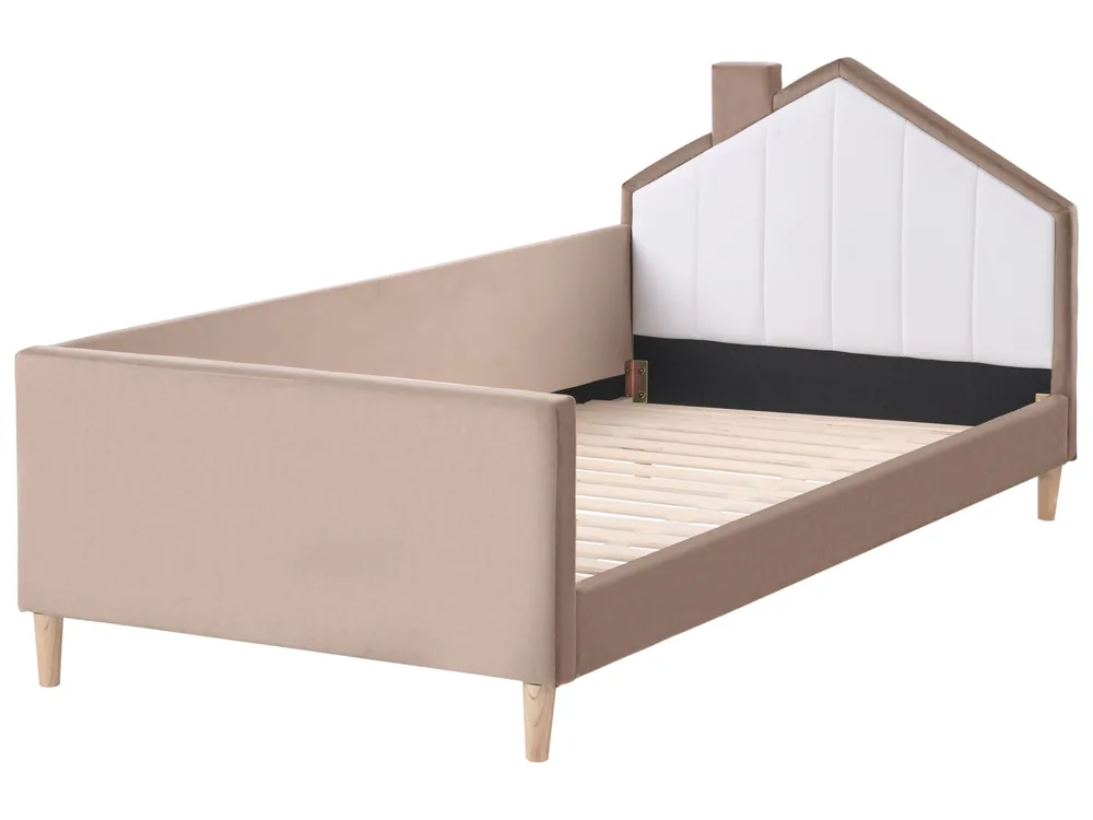 Kids Bed House Velvet KERVAN 90 x 200 cm (EU Single) Light Brown_962072