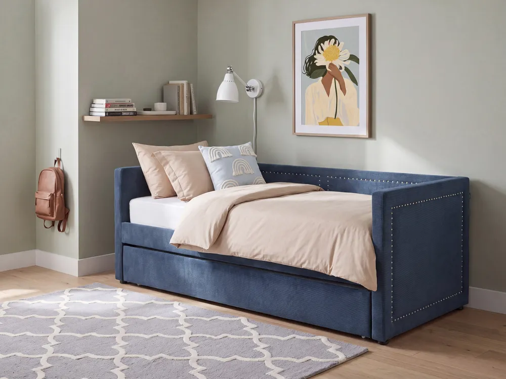 Ausziehbett Cord MIMIZAN 90 x 200 cm Marineblau_1118352