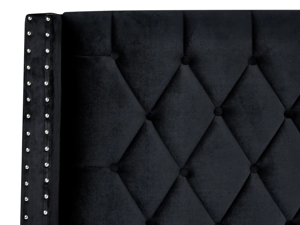 Bett mit Stauraum LUBBON Samtstoff Schwarz 160 x 200 cm_833826