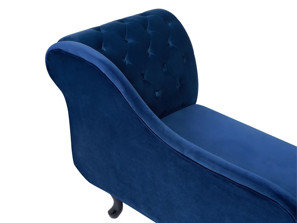 Rechtsseitige Chaiselongue NIMES Samtstoff Marineblau_712471