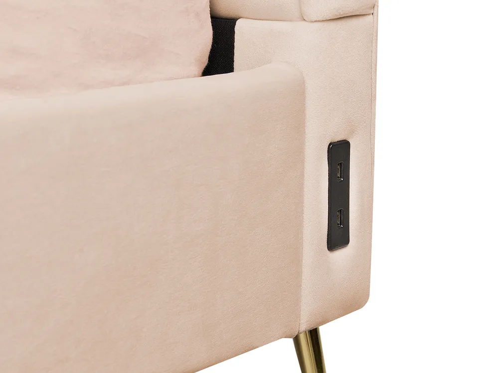 Bett mit Lattenrost Samtstoff MIRIBEL 140 x 200 cm Beige_870613