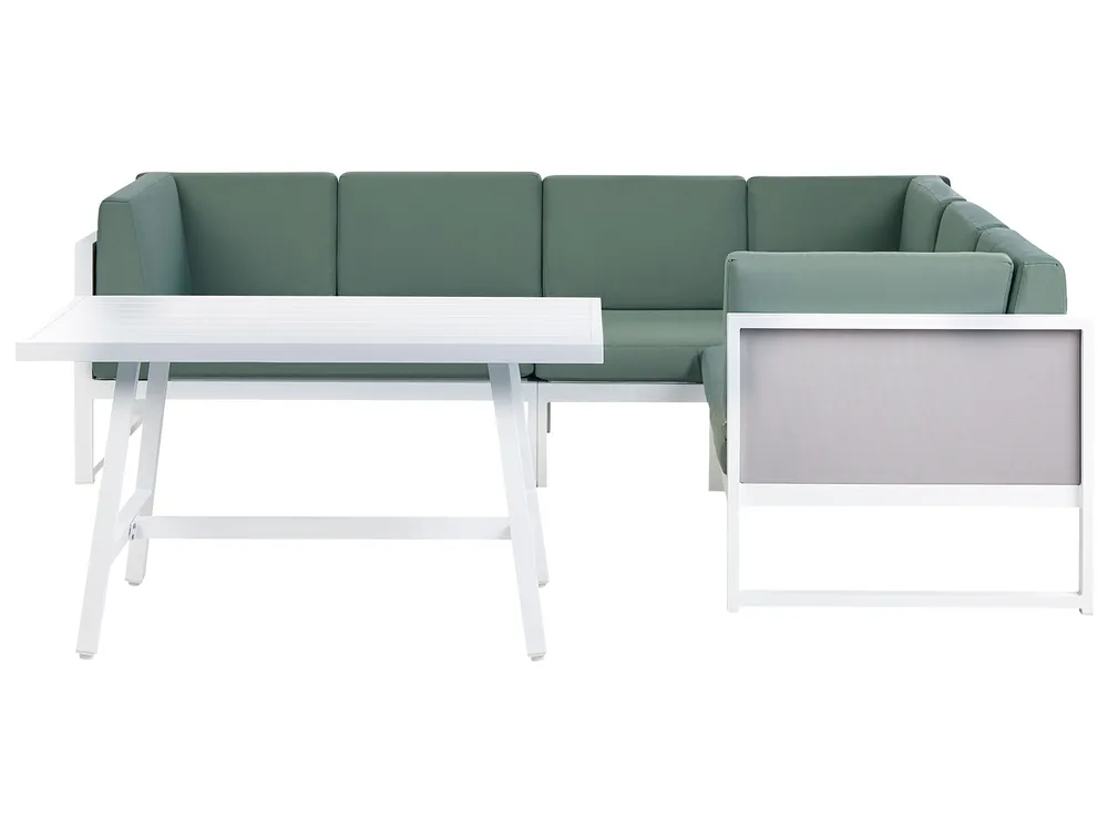 Garten Ecksofa mit Tisch 6-Sitzer CASTELLA/FRATTE Metall Grün linksseitig