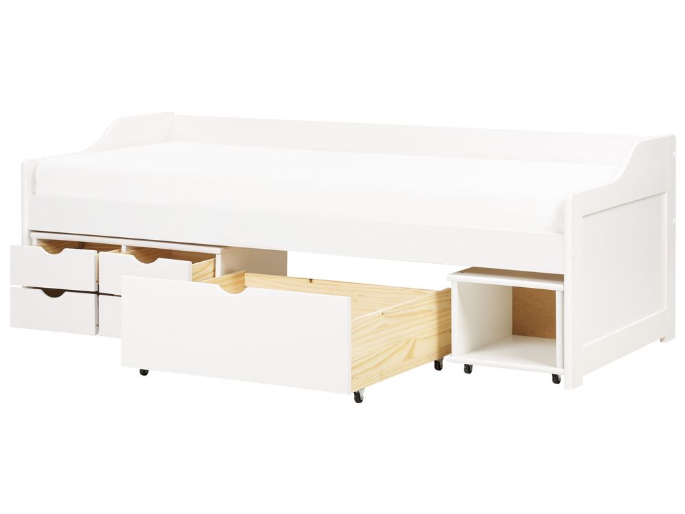 Bedbank met opbergruimte Dennenhout ROYVILLE 90 x 200 cm Wit