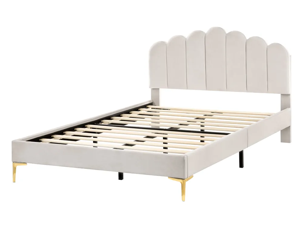 Bed Velvet SAUVIAN 140 x 200 cm (EU Double) Off-White_1014442