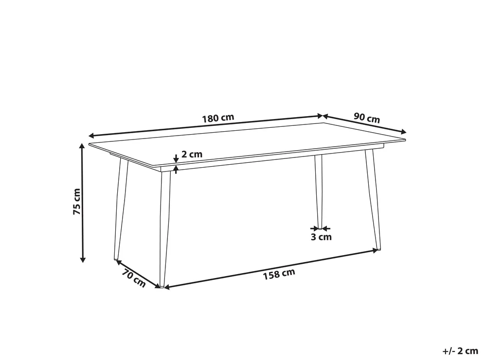 Gartentisch TOLENTINO 180 cm 90 cm Marmor Optik Grauer Marmor_1029886