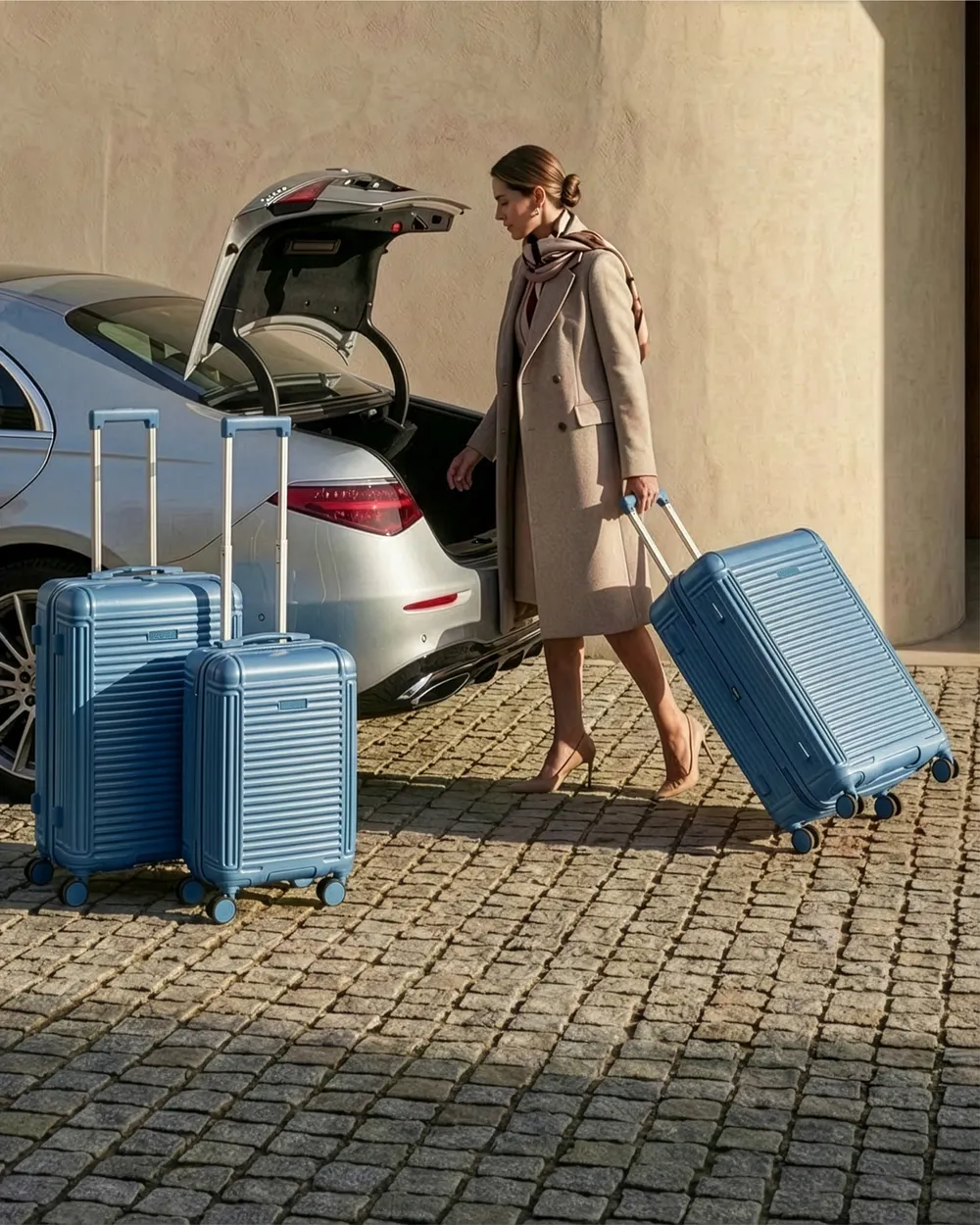 Set of 3 Hard Shell Suitcases MYNTIS Blue_1055566